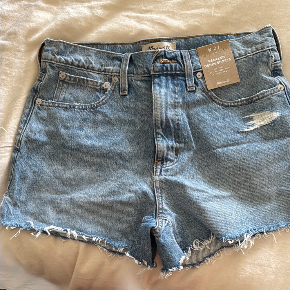 Madewell Blue Jean Shorts Distressed Cut-Off Style